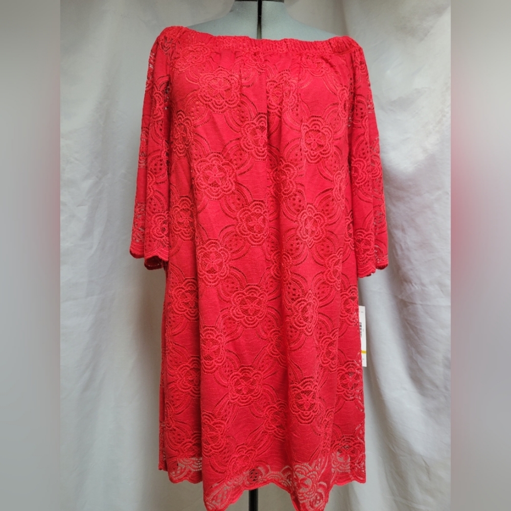 Red Lace Off the Shoulder Dress